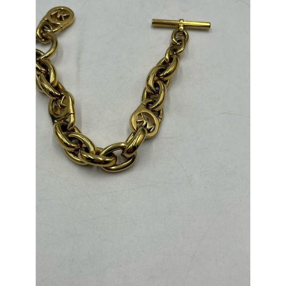 Michael Kors Gold-Tone Link Padlock Toggle Bracelet - Picture 8 of 10